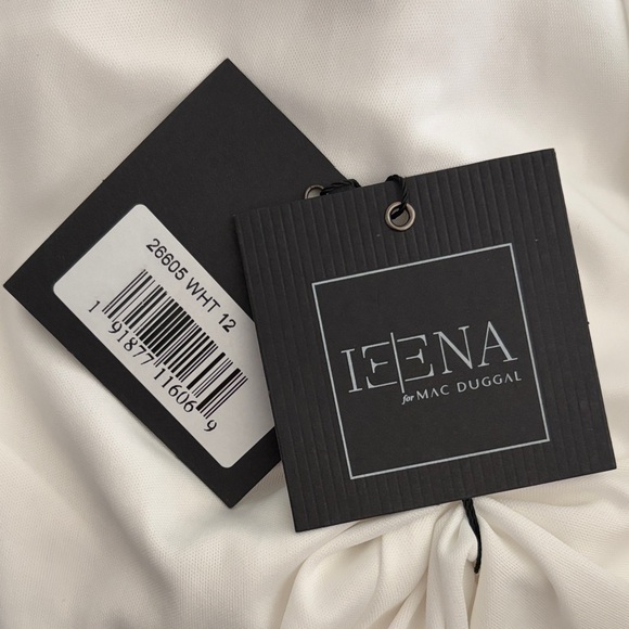 Mac Duggal style 26605 pure solid White V-Neck Mini Dress silk bridal sz 12 NWT - Picture 10 of 10